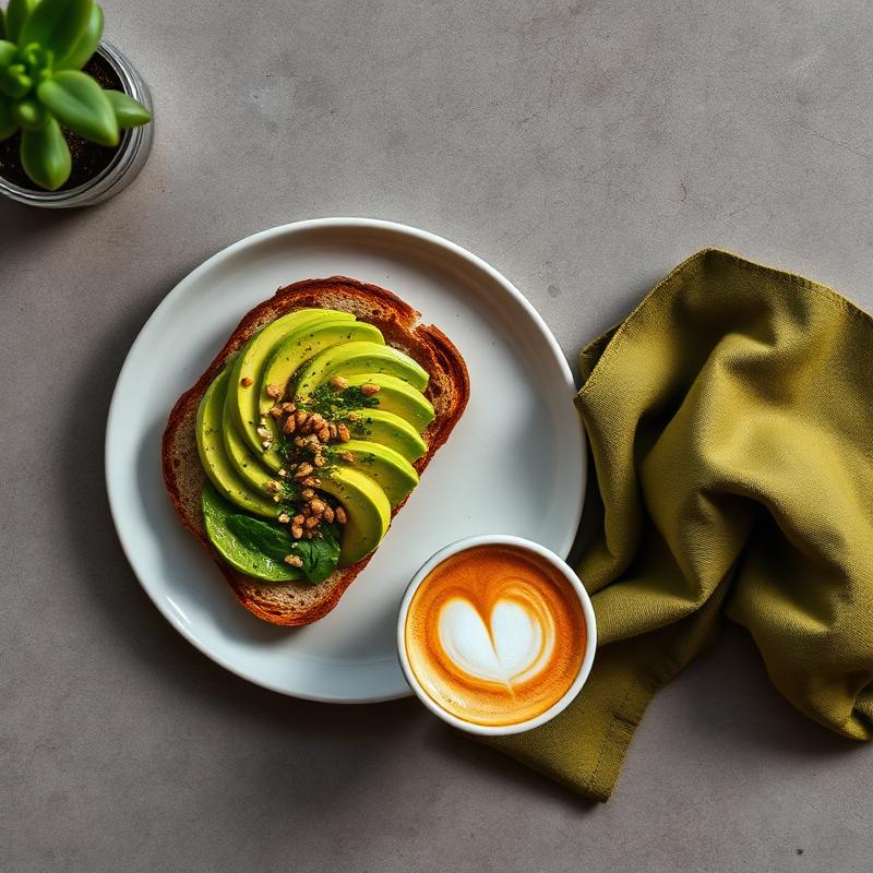 Avocado toast and flat white at Brew District